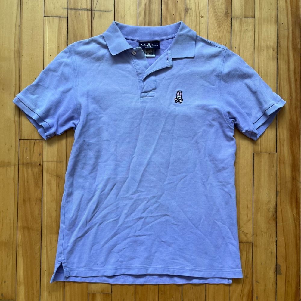 Psycho Bunny Mens Lilac Purple Embroidered Logo Cotton Polo Shirt Size S